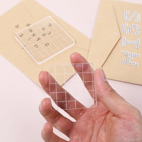 6PCS Acrylic Stamp Block with Grid Lines (6 Count)