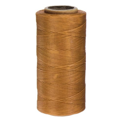 150D 0.8mm Flat Waxed Thread 284 Yards Polyester Leather Sewing Waxed String Hand Stitching Cord for Leather Stitching Sewing Bookbinding DIY Craft Golden Yellow
