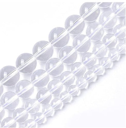 35pcs Adabele Natural Grade A Clear Crystal White Quartz Healing Gemstone 10mm Round Loose Beads Gem Stone Spacer for DIY Craft Jewelry Making GE1 (36 Count)