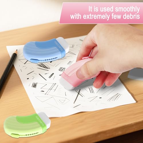 12 Pack Sliding Retractable Eraser 3Pcs Large Push up Mechanical Eraser with 9Pcs Erasers Refills Cute Art Drawing Pencil Erasers for Office Supplies Stationery Gifts for Boys Girls (12 Count)