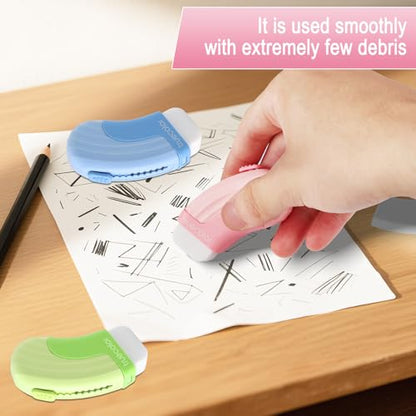 12 Pack Sliding Retractable Eraser 3Pcs Large Push up Mechanical Eraser with 9Pcs Erasers Refills Cute Art Drawing Pencil Erasers for Office Supplies Stationery Gifts for Boys Girls (12 Count)