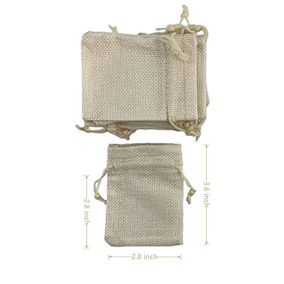 Pack of 25 Burlap Gift Bags with Drawstring Linen Jewelry Pouches Wedding Hessian Jute Bags for Birthday and Treat Pouches Party Wedding Favors Gift