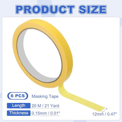 Masking Tape 0.5 Inch x 21 Yard Painter's Tape Yellow Paint Tapes for DIY Crafts Arts Drawing Decoration Labeling Car Painting Artist Teachers