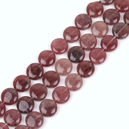 GEM Inside Natural 20mm Coin Pink Rose Cherry Quartz Gemstone Loose Beads Energy Stone Handmade Beads for Jewelry Making Jewelry Beading Supplies for Women