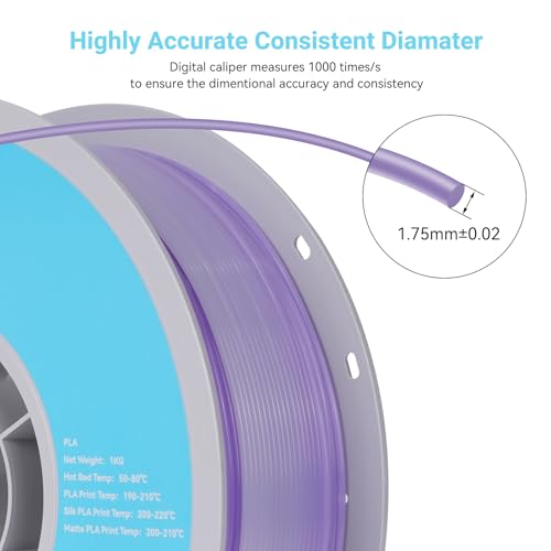 TECSONAR Crystal Rainbow PLA 3D Printer Filament (35.274 Ounce)