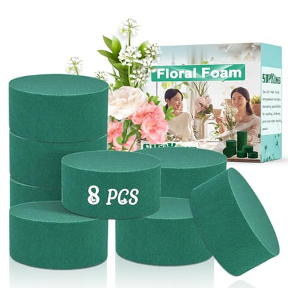 8 Pcs Floral Foam Blocks 3.15" Round Green Wet Dry Flower Foam Florist Plant Foam for Fresh Artificial Flower Arrangements (8 Count)