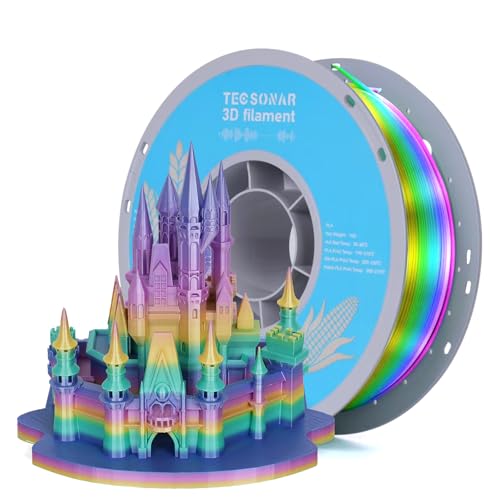 TECSONAR Silk Rainbow PLA 3D Printer Filament (35.274 Ounce)