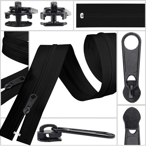 25Pcs Black Zipper Repair Kit Zippers Replacement 3# Zipper Pull Rescue Kit for Clothing Jackets Purses Luggage Backpacks (25 Count)