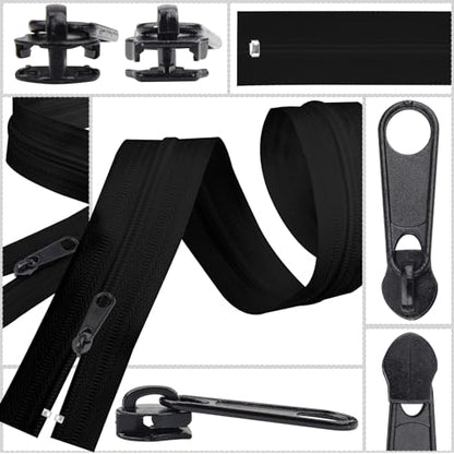 25Pcs Black Zipper Repair Kit Zippers Replacement 3# Zipper Pull Rescue Kit for Clothing Jackets Purses Luggage Backpacks (25 Count)