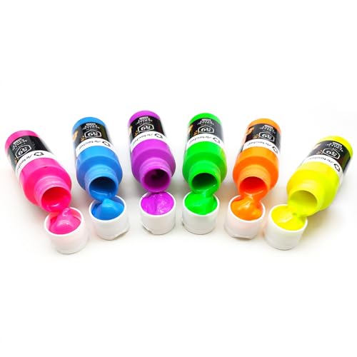 6 Neon Colors Acrylic Paint 59ml (12 Fl Oz)