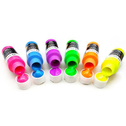 6 Neon Colors Acrylic Paint 59ml (12 Fl Oz)