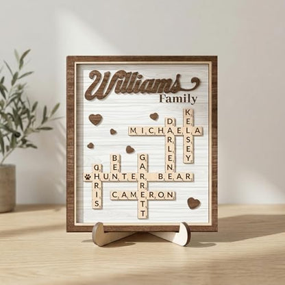 Personalized Crossword Family Names Scrabble Wooden Home Decor
