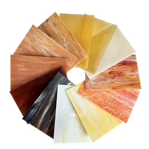 12 Sheets Mixed Amber Stained Glass Sheets (12 Count)