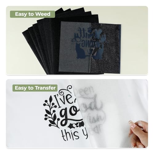 Black Glitter HTV Heat Transfer Vinyl (11 Count)