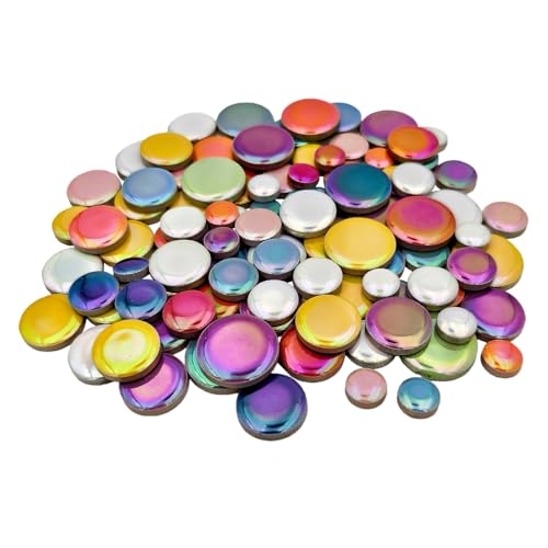 200g Iridescent Round Mosaic Tiles for Crafts Bulk
