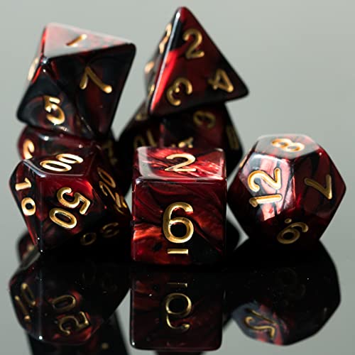 7PCS Polyhedral DND Dice Set Red Black Dice for Role Playing Games