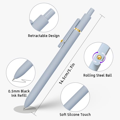 6 Pcs Gel Pens 0.5mm Quick Dry Black Ink Pens Fine Point Smooth Writing Pens (6 Count)