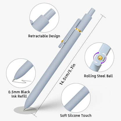 6 Pcs Gel Pens 0.5mm Quick Dry Black Ink Pens Fine Point Smooth Writing Pens (6 Count)