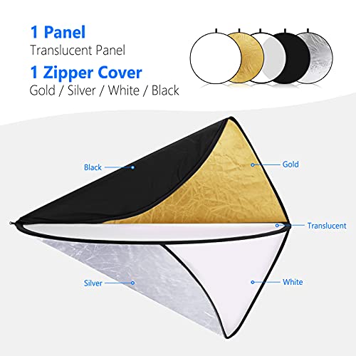 22 Inch 60 Centimeter Light Reflector Light Diffuser 5 in 1