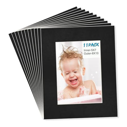 8x10 Black Picture Mats Pack of 11