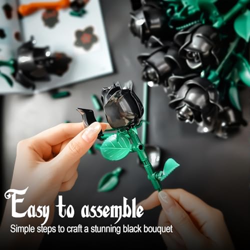 Black Roses Flower Building Set