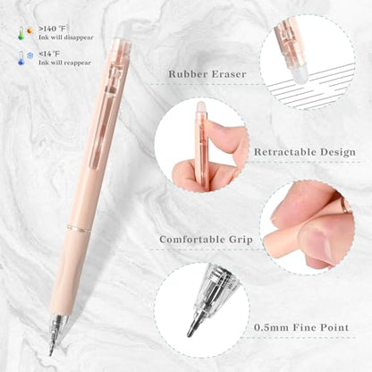 10 Pcs Retractable Erasable Gel Pens (10 Count)