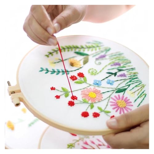 Embroidery Kits for Adults Full Range of Starter Including Instructions Stamped Cloth with Pattern Hoop Color Threads and Tools Punch Needle Kit