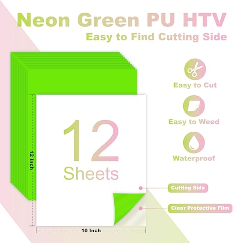 Neon Green PU Heat Transfer Vinyl (12 Count)