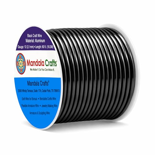 12 Gauge Black Anodized Aluminum Craft Wire (60 Foot)