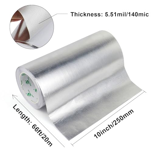 Adhesive Aluminum Foil Heat Shield Tape 10inch x 66ft Barrier (66 Foot)
