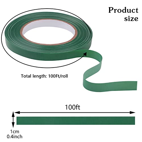 2 Rolls Green Floral Tape 0.4IN×33Yd Waterproof Florist Tape for Crafts (200 Foot)