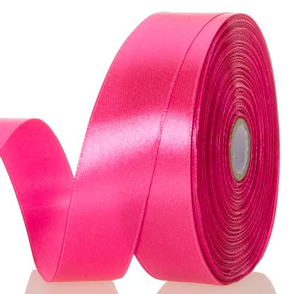 1 Inch Rose Red Solid Satin Ribbon for Gift Wrapping