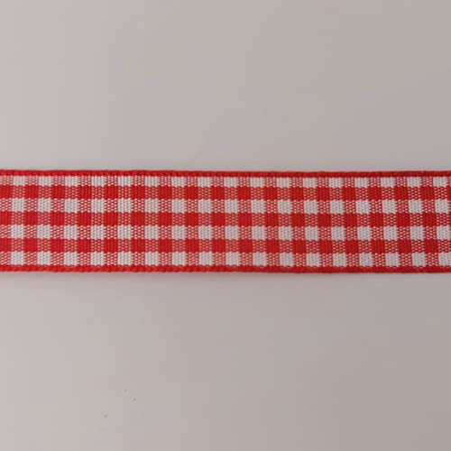 Red and White 100% Polyester Gingham Ribbon 25 Yards Each Roll (75 Foot)