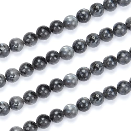 60pcs Adabele Natural Larvikite Black Labradorite Gemstone 6mm Round Beads (58 Count)