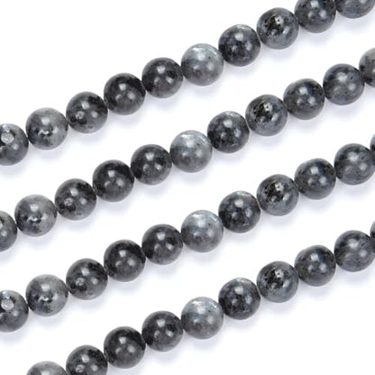 60pcs Adabele Natural Larvikite Black Labradorite Gemstone 6mm Round Beads (58 Count)