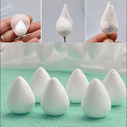 80 Pieces Fondant Flower Forming Holders Oval Foam Flower Modeling Support Sugar Fondant Flowers Making Accessories for DIY Sugarcraft Baking Art (80 Count)