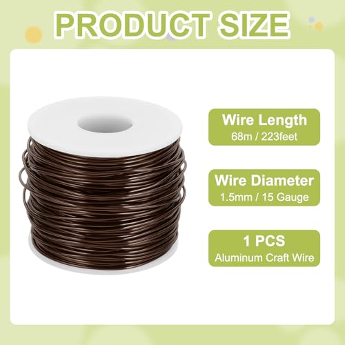 15 Gauge Anodized Aluminum Craft Wire Bendable Bonsai Training Wire 223 Feet 1.5mm for Sculpting Crafts Wreath Floral Beading Jewelry Making