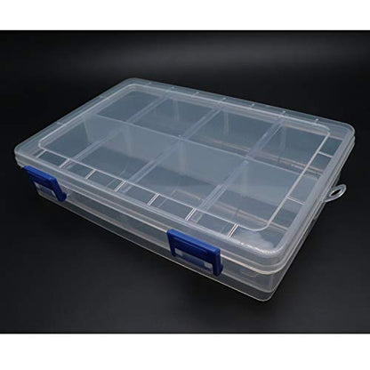 8 Grid Clear Plastic Organizer with Adjustable Dividers