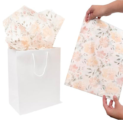 White Floral Tissue Paper for Gift Bags and Packaging