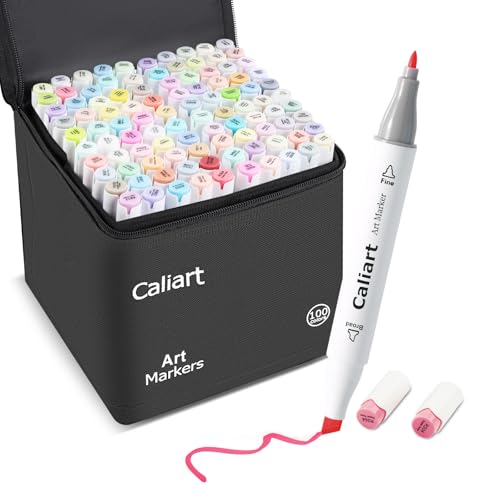 100 Colors Pastel Alcohol Markers Fine & Chisel Art Markers Pens (100 Count)