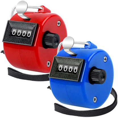 2 Pack Hand Tally Clicker Counter 4 Digit for Sport Red Blue