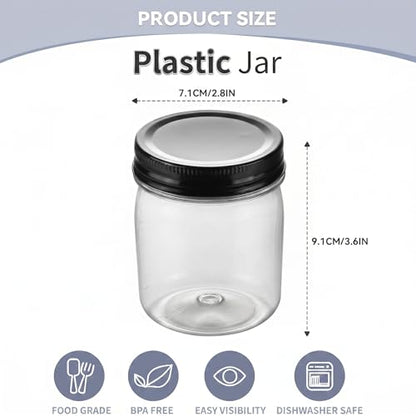 8 oz Plastic Mason Jars and Clear Plastic Jars with Lids 8 oz (16 Count)