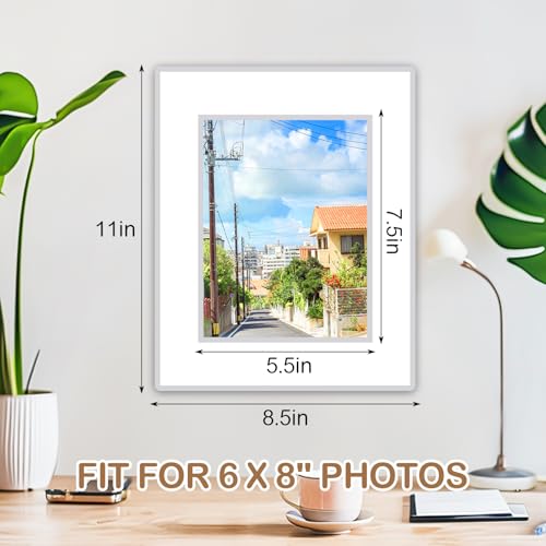 15 Pack White Picture Mats 8.5x11 for 6x8 Photos
