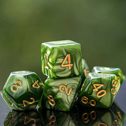 DND Dice Set D&D Polyhedral Dice with Leather Dice Bag (7 Count)