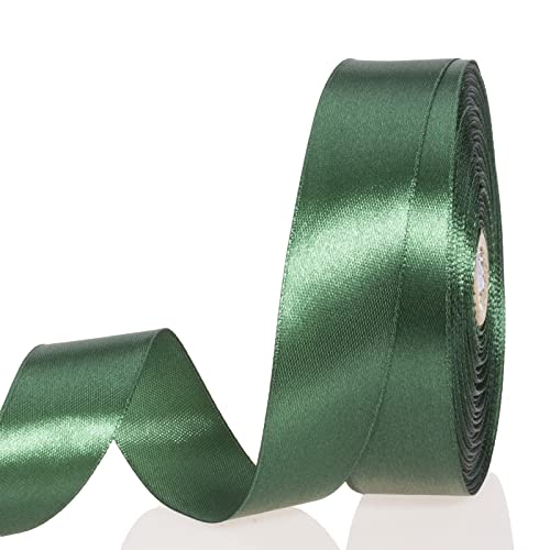 1 Inch Dark Green Solid Satin Ribbon for Gift Wrapping (150 Foot)