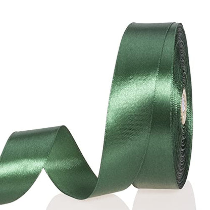 1 Inch Dark Green Solid Satin Ribbon for Gift Wrapping (150 Foot)