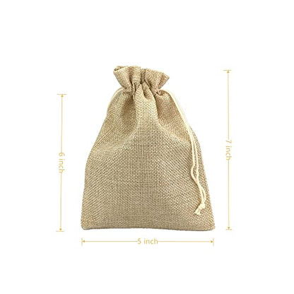 Pack of 25 Burlap Gift Bags with Drawstring Linen Jewelry Pouches Wedding Hessian Jute Bags for Birthday and Treat Pouches Party Wedding Favors Gift