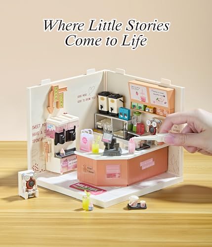 Bubble Tea Shop DIY Miniature House Kit with Light