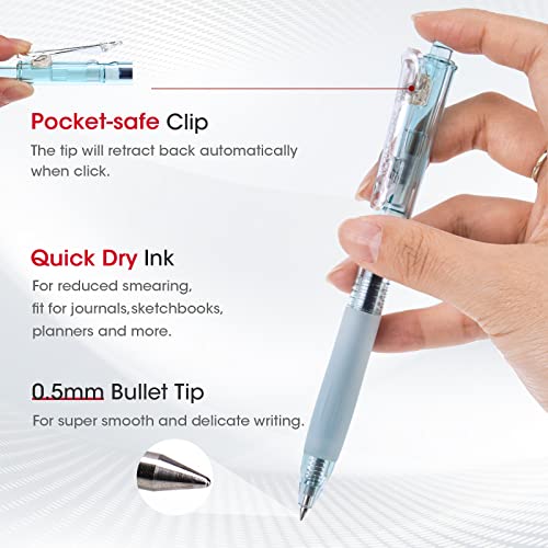 Retractable Gel Pens Quick Dry Ink Pens 0.5mm Bullet Multicolor For Journaling (9.98 Count)