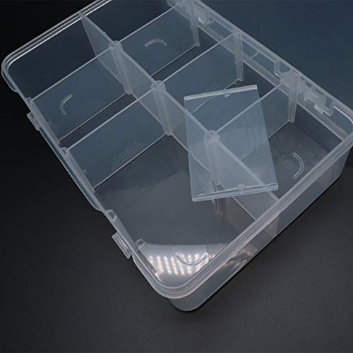 8 Bin Clear Plastic Organizer with Adjustable Dividers 7.3x4.9in